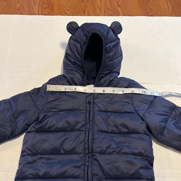Gap-6-12 months baby-navy blue-fully lined, hooded, quilted shell, snowsuit. - Picture 10 of 12